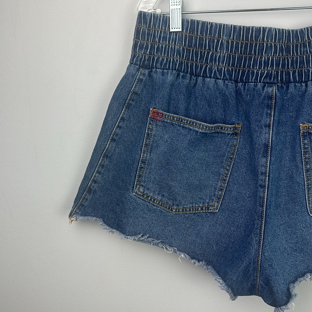 BDG Pull-On Denim Boxer Shorts Lg High Rise Smocked Elastic Waist Cotton Jean - Picture 11 of 16